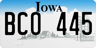 IA license plate BCO445