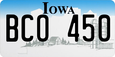 IA license plate BCO450