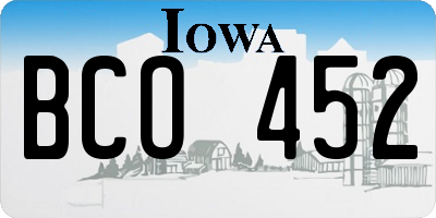 IA license plate BCO452