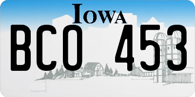 IA license plate BCO453