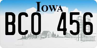 IA license plate BCO456