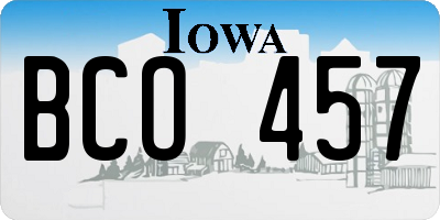 IA license plate BCO457