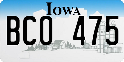 IA license plate BCO475