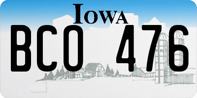 IA license plate BCO476