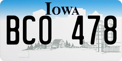 IA license plate BCO478