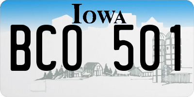 IA license plate BCO501