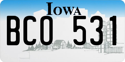 IA license plate BCO531