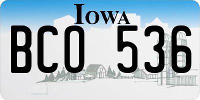 IA license plate BCO536