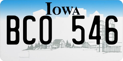 IA license plate BCO546