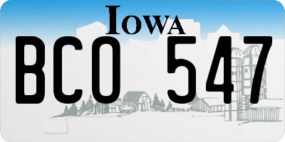 IA license plate BCO547