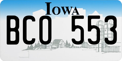 IA license plate BCO553