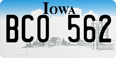 IA license plate BCO562