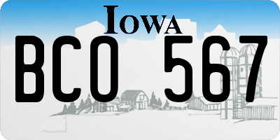 IA license plate BCO567
