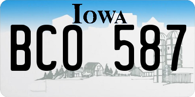 IA license plate BCO587