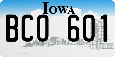 IA license plate BCO601