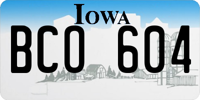 IA license plate BCO604