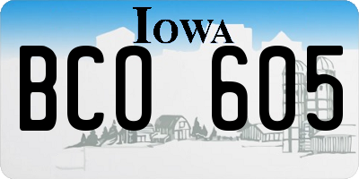 IA license plate BCO605
