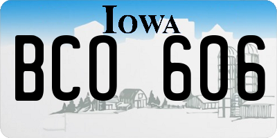 IA license plate BCO606