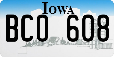 IA license plate BCO608