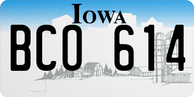 IA license plate BCO614