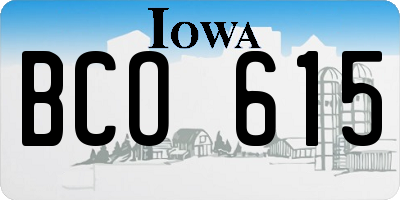 IA license plate BCO615