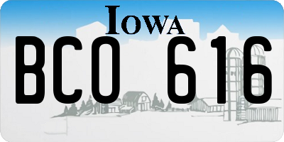 IA license plate BCO616