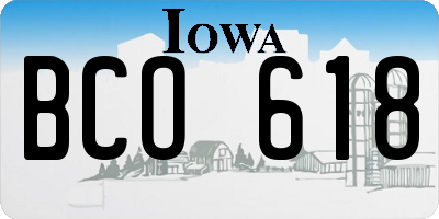 IA license plate BCO618