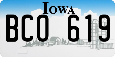 IA license plate BCO619