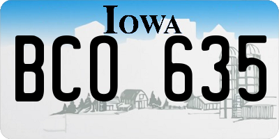 IA license plate BCO635