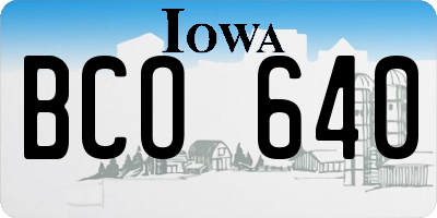 IA license plate BCO640