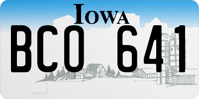 IA license plate BCO641