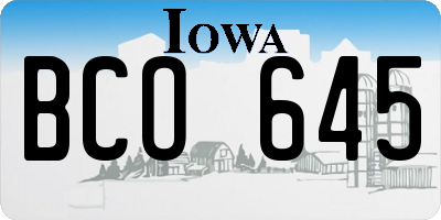 IA license plate BCO645
