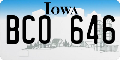 IA license plate BCO646