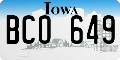 IA license plate BCO649