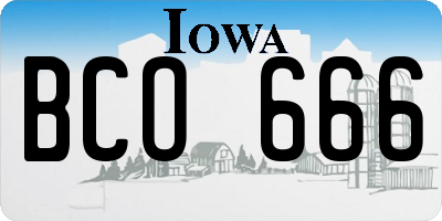 IA license plate BCO666