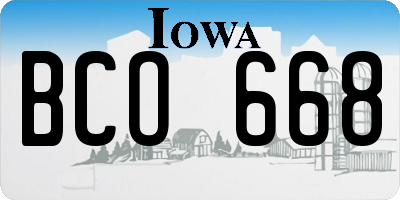 IA license plate BCO668