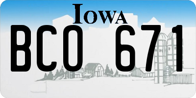 IA license plate BCO671