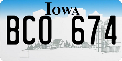 IA license plate BCO674