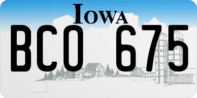 IA license plate BCO675