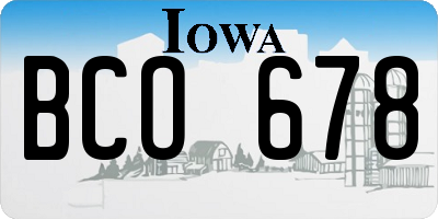 IA license plate BCO678