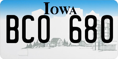 IA license plate BCO680