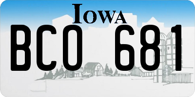 IA license plate BCO681