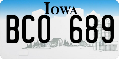 IA license plate BCO689