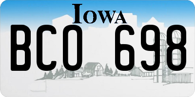IA license plate BCO698