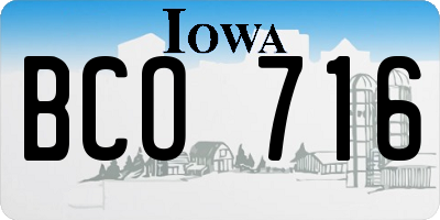 IA license plate BCO716