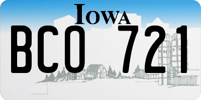 IA license plate BCO721