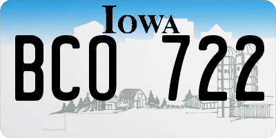 IA license plate BCO722