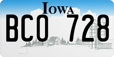 IA license plate BCO728