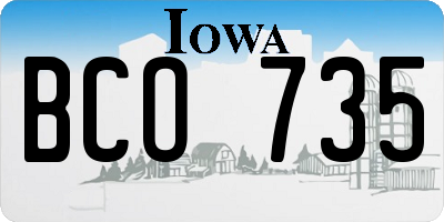 IA license plate BCO735