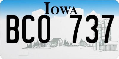 IA license plate BCO737